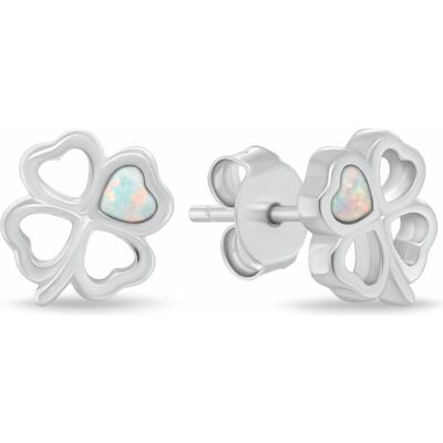 Brilio, Ohrringe, Silberohrringe Vierblättriges Kleeblatt mit weissem Opal EA1253W, (Silber) Brilio, Ohrringe, Silberohrringe Vierblättriges Kleeblatt mit weissem Opal EA1253W, (Silber)