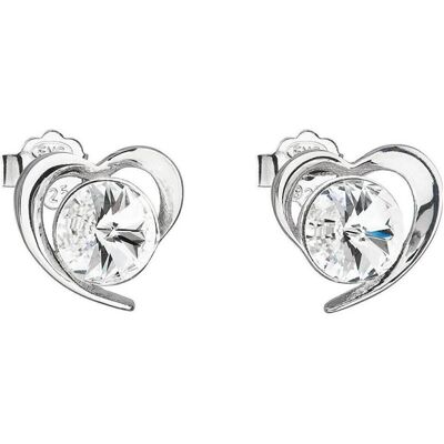 Evolution Group, Ohrringe, Silver earrings with Swarovski white heart 31259.1, (Silber) Evolution Group, Ohrringe, Silver earrings with Swarovski white heart 31259.1, (Silber)