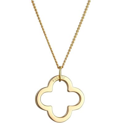 Elli, Halsschmuck, Facettierter Kleeblatt-Anhänger als Glücksbringer für Damen, (14 Karat, Gelbgold) Elli, Halsschmuck, Facettierter Kleeblatt-Anhänger als Glücksbringer für Damen, (14 Karat, Gelbgold)