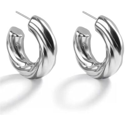 Marc Ohrringe, Malone - Modern steel hoops Celeste Silver Earrings MCE250192S, (Stahl) Marc Ohrringe, Malone - Modern steel hoops Celeste Silver Earrings MCE250192S, (Stahl)