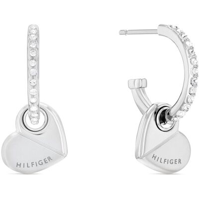 Tommy Hilfiger Ohrringe, Modern steel rings with hearts 2780882, (Edelstahl) Tommy Hilfiger Ohrringe, Modern steel rings with hearts 2780882, (Edelstahl)
