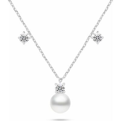 Brilio, Halsschmuck, Silver - Exclusive silver necklace with pearl and zircons NCL213W, (Silber) Brilio, Halsschmuck, Silver - Exclusive silver necklace with pearl and zircons NCL213W, (Silber)