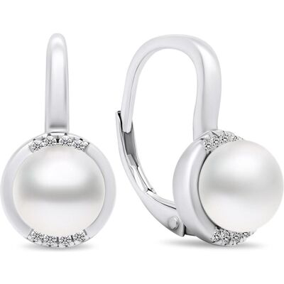 Brilio, Ohrringe, Silver - Elegant silver earrings with pearls and zircons EA384W Brilio, Ohrringe, Silver - Elegant silver earrings with pearls and zircons EA384W