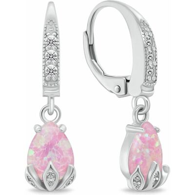 Brilio, Ohrringe, Silver - Charming silver earrings with pink opals EA929WP, (Silber) Brilio, Ohrringe, Silver - Charming silver earrings with pink opals EA929WP, (Silber)