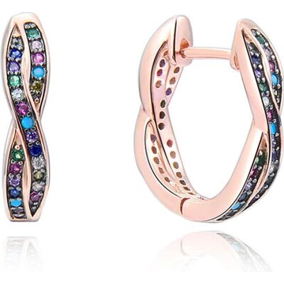 Beneto, Ohrringe, Beautiful gold-plated silver earrings with zircons AGUC2252-ROSE (L) Beneto, Ohrringe, Beautiful gold-plated silver earrings with zircons AGUC2252-ROSE (L)