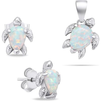Brilio, Ohrringe, Silver - Playful silver jewelry set with opals Turtle SET235W (earrings. pendant), (Silber) Brilio, Ohrringe, Silver - Playful silver jewelry set with opals Turtle SET235W (earrings. pendant), (Silber)