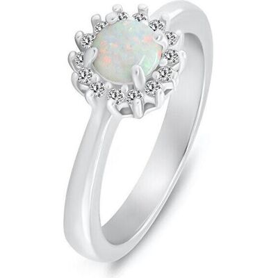 Brilio, Ring, Silver - Silver ring with white synthetic opal and zircons RI110W - Circuit: 52 mm, (52) Brilio, Ring, Silver - Silver ring with white synthetic opal and zircons RI110W - Circuit: 52 mm, (52)