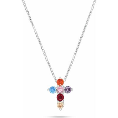 Brilio, Halsschmuck, Silver - Silver necklace Cross with colored zircons NCL208W, (Silber) Brilio, Halsschmuck, Silver - Silver necklace Cross with colored zircons NCL208W, (Silber)