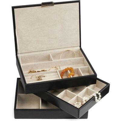 Cimi, Uhrenbox + Schmuckaufbewahrung, Gillian Jones - Multilayer Jewelry Box - Black, Schwarz Cimi, Uhrenbox + Schmuckaufbewahrung, Gillian Jones - Multilayer Jewelry Box - Black, Schwarz