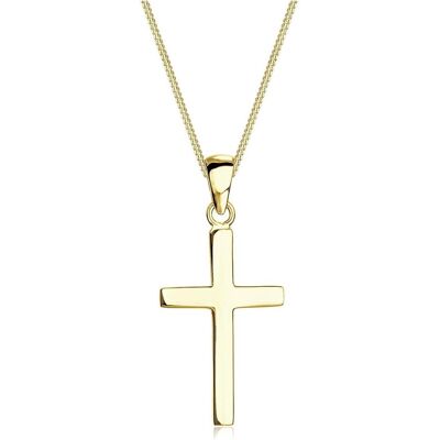 Elli, Halsschmuck, Elegante Damenkette mit Kreuzanhänger, facettenreich geschliffen, zeitloser Klassiker, (925 Sterling Silber, 45 cm) Elli, Halsschmuck, Elegante Damenkette mit Kreuzanhänger, facettenreich geschliffen, zeitloser Klassiker, (925 Sterling Silber, 45 cm)