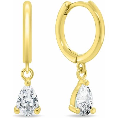 Brilio, Ohrringe, Silver - Gold-plated hoop earrings with dangling zirconia EA1189Y, (Silber) Brilio, Ohrringe, Silver - Gold-plated hoop earrings with dangling zirconia EA1189Y, (Silber)