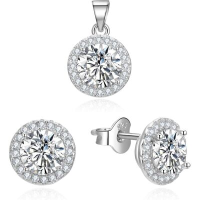 Beneto, Schmuck Set, Shiny jewellery set with zirconia AGSET360 (pendant. earrings), Silber Beneto, Schmuck Set, Shiny jewellery set with zirconia AGSET360 (pendant. earrings), Silber