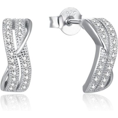 Beneto, Ohrringe, Modern silver earrings with clear zircons AGUP2261 (L), (Silber) Beneto, Ohrringe, Modern silver earrings with clear zircons AGUP2261 (L), (Silber)