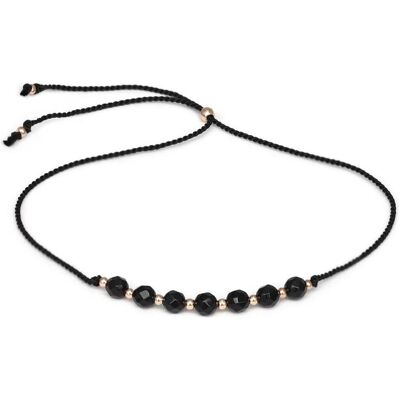 Agato, Armschmuck, Cord bracelet with onyx beads HE32R3RG-BK, (Onyx) Agato, Armschmuck, Cord bracelet with onyx beads HE32R3RG-BK, (Onyx)