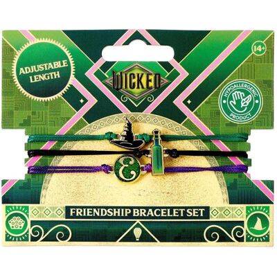 Armschmuck, WICKED Elphaba Friendship Bracelet Set of 3 Bracelets - Green, Gold & Purple, (15 cm, Aluminium, Kupfer, Zink) Armschmuck, WICKED Elphaba Friendship Bracelet Set of 3 Bracelets - Green, Gold & Purple, (15 cm, Aluminium, Kupfer, Zink)