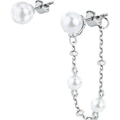 Morellato, Ohrringe, Elegant asymmetric silver stud earrings Perla SAWM08, (Silber 925) Morellato, Ohrringe, Elegant asymmetric silver stud earrings Perla SAWM08, (Silber 925)
