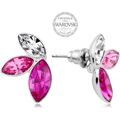 Levien, Ohrringe, Earrings with three crystals in pink Navette shades (L) Levien, Ohrringe, Earrings with three crystals in pink Navette shades (L)