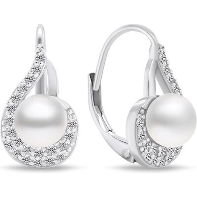Brilio, Ohrringe, Silver - Elegant silver earrings with pearls EA751W, (Silber) Brilio, Ohrringe, Silver - Elegant silver earrings with pearls EA751W, (Silber)