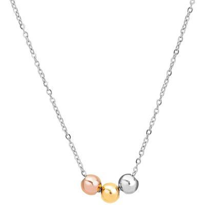 Trolli, Halsschmuck, Troli - Stylish steel necklace with tricolor beads VESN0667S (L), (Stahl) Trolli, Halsschmuck, Troli - Stylish steel necklace with tricolor beads VESN0667S (L), (Stahl)