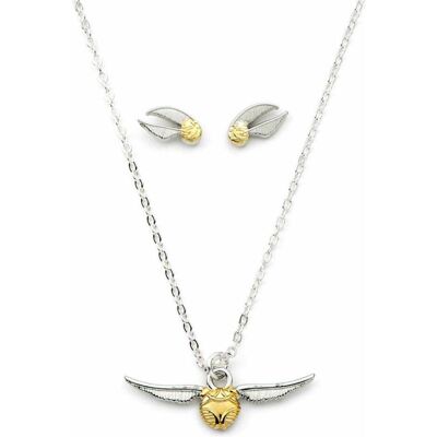Schlüsselanhänger, Harry Potter Golden Snitch necklace and earrings set, Gold, Silber Schlüsselanhänger, Harry Potter Golden Snitch necklace and earrings set, Gold, Silber