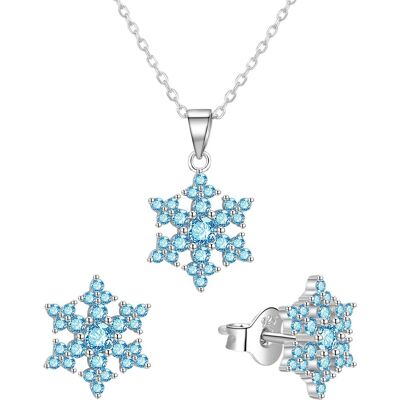 Agato, Schmuck Set, Beautiful Silver Jewelry Set With Blue Zircons Agt-Set02lb Chain Pendant Earrings, Blau, Silber, (Silber) Agato, Schmuck Set, Beautiful Silver Jewelry Set With Blue Zircons Agt-Set02lb Chain Pendant Earrings, Blau, Silber, (Silber)