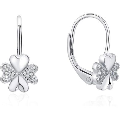 Moiss, Ohrringe, Playful silver earrings with four-leaf clover zircons E0000565 (L), (Silber) Moiss, Ohrringe, Playful silver earrings with four-leaf clover zircons E0000565 (L), (Silber)