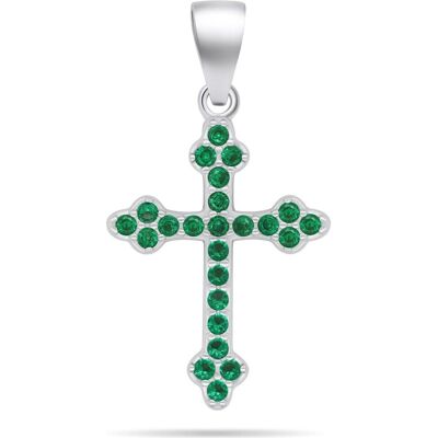 Brilio, Kettenanhänger, Silver - Silver pendant with green zircons Cross PT84WG, (Silver) Brilio, Kettenanhänger, Silver - Silver pendant with green zircons Cross PT84WG, (Silver)