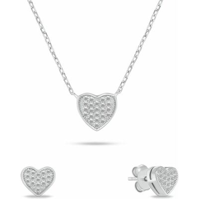 Brilio, Schmuck Set, Silver - Heart-shaped silver jewelry set with zircons SET285W (necklace. earrings), Silber, (Silber) Brilio, Schmuck Set, Silver - Heart-shaped silver jewelry set with zircons SET285W (necklace. earrings), Silber, (Silber)