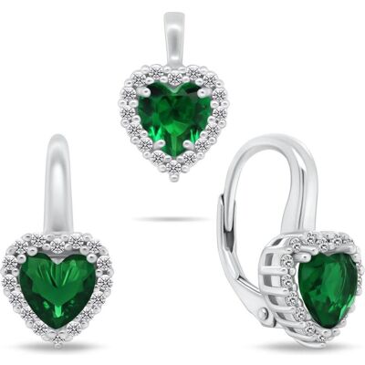 Brilio, Schmuck Set, Silver - Silver heart jewelry set with zircons SET273WG (earrings. pendant), Silber, (Silber) Brilio, Schmuck Set, Silver - Silver heart jewelry set with zircons SET273WG (earrings. pendant), Silber, (Silber)