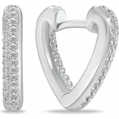 Brilio, Ohrringe, Silver - Silver heart earrings with zircons EA1186W, (Silber) Brilio, Ohrringe, Silver - Silver heart earrings with zircons EA1186W, (Silber)