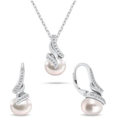 Brilio, Schmuck Set, Elegant jewelry set with real pearls SET298W (necklace, pendant, earrings) Brilio, Schmuck Set, Elegant jewelry set with real pearls SET298W (necklace, pendant, earrings)