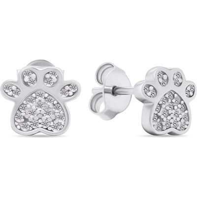 Brilio, Ohrringe, Silver - Playful silver earrings with clear zircons Paws EA590W, (Silber) Brilio, Ohrringe, Silver - Playful silver earrings with clear zircons Paws EA590W, (Silber)