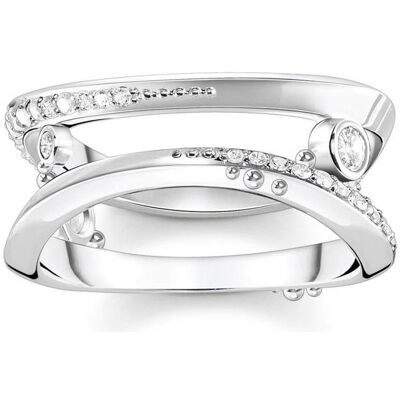 Thomas Sabo, Ring, Ring Welle mit Weissen Steinen, (54, 925 Silber) Thomas Sabo, Ring, Ring Welle mit Weissen Steinen, (54, 925 Silber)