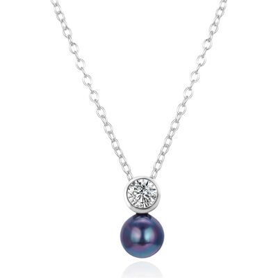 Agato, Halsschmuck, Elegant silver necklace with black pearl AGS1557/47P-BLACK, (Silber) Agato, Halsschmuck, Elegant silver necklace with black pearl AGS1557/47P-BLACK, (Silber)