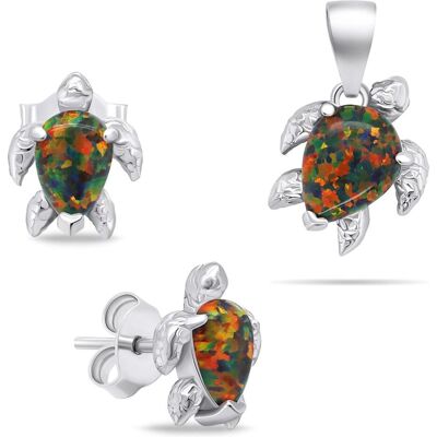 Brilio, Ohrringe, Playful silver jewelry set with opals Turtle SET235WBC (earrings, pendant), (Silber) Brilio, Ohrringe, Playful silver jewelry set with opals Turtle SET235WBC (earrings, pendant), (Silber)