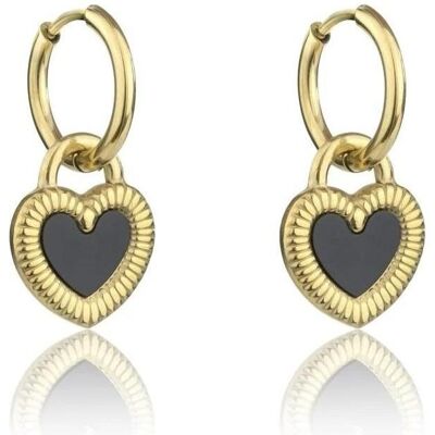 Marc Ohrringe, Malone - Gold-plated 2-in-1 earrings with a double-sided heart MCE24011G Marc Ohrringe, Malone - Gold-plated 2-in-1 earrings with a double-sided heart MCE24011G
