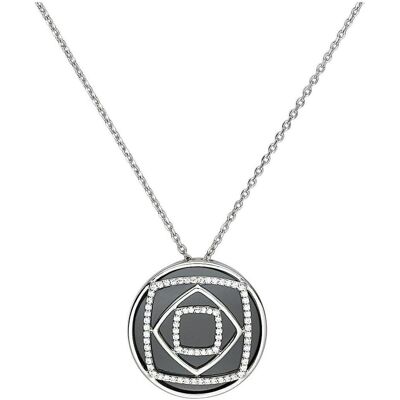 Ceranity, Halsschmuck, Silberne Damenkette mit Keramik und Zirkonia, (Keramik, Sterling Silber) Ceranity, Halsschmuck, Silberne Damenkette mit Keramik und Zirkonia, (Keramik, Sterling Silber)