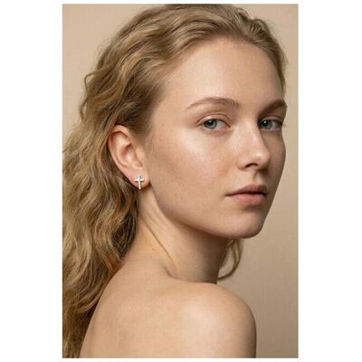 Marc Ohrringe, Malone - Gold-plated earrings with crystals Cross MCE260598G Marc Ohrringe, Malone - Gold-plated earrings with crystals Cross MCE260598G