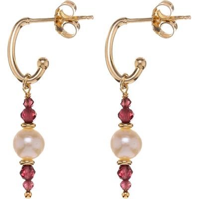Alisia, Ohrringe, - Gold-plated dangling earrings with garnets and real pearls AL5184.01.029 Alisia, Ohrringe, - Gold-plated dangling earrings with garnets and real pearls AL5184.01.029