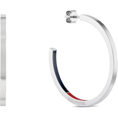 Tommy Hilfiger Ohrringe, Fashionable hoop hoop earrings made of steel 2780811, (Stahl) Tommy Hilfiger Ohrringe, Fashionable hoop hoop earrings made of steel 2780811, (Stahl)