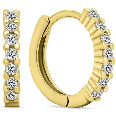 Brilio, Ohrringe, Silver - Sparkling gold plated hoop earrings with zircons EA665Y, (Silber) Brilio, Ohrringe, Silver - Sparkling gold plated hoop earrings with zircons EA665Y, (Silber)