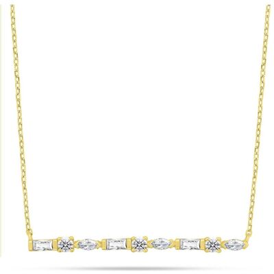 Brilio, Halsschmuck, Silver - Elegant gold-plated necklace with cubic zirconia NCL199Y, (Silber) Brilio, Halsschmuck, Silver - Elegant gold-plated necklace with cubic zirconia NCL199Y, (Silber)
