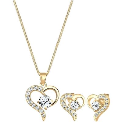 Elli, Schmuck Set, Schmuckset Herz Kristalle Edel 925 Silber, Gold, (925er Sterling Silber) Elli, Schmuck Set, Schmuckset Herz Kristalle Edel 925 Silber, Gold, (925er Sterling Silber)