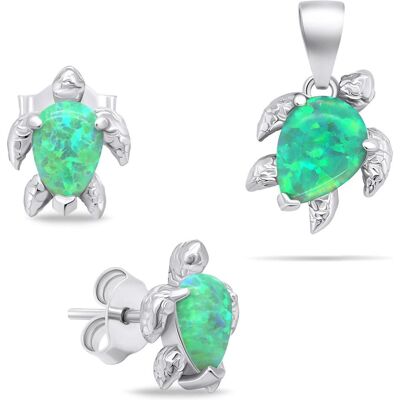 Brilio, Ohrringe, Silver Playful Silver Jewelry Set With Opals Turtle Set235wg Earrings Pendant, (Silber) Brilio, Ohrringe, Silver Playful Silver Jewelry Set With Opals Turtle Set235wg Earrings Pendant, (Silber)