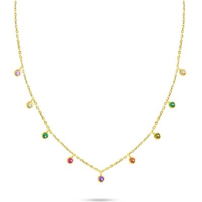 Brilio, Halsschmuck, Silver - Gold-plated necklace with colored zircons NCL60Y, (925 Sterling Silber) Brilio, Halsschmuck, Silver - Gold-plated necklace with colored zircons NCL60Y, (925 Sterling Silber)