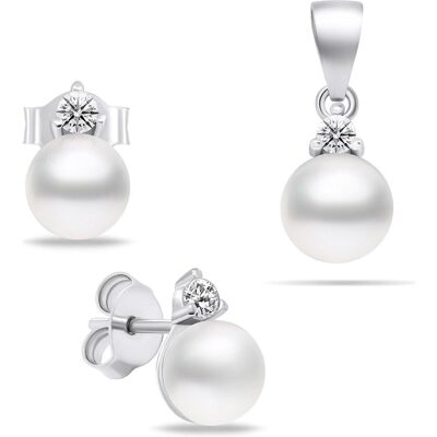 Brilio, Ohrringe, Silver Elegant Silver Jewelry Set With Pearls Set227w Earrings Pendant, (Silber) Brilio, Ohrringe, Silver Elegant Silver Jewelry Set With Pearls Set227w Earrings Pendant, (Silber)