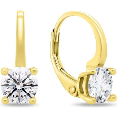 Brilio, Ohrringe, Silver - Minimalist gold-plated earrings with zircons EA939Y Brilio, Ohrringe, Silver - Minimalist gold-plated earrings with zircons EA939Y