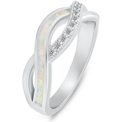 Brilio, Ring, Silver - Elegant silver ring with zircons and synthetic opal RI126W - Circuit: 50 mm, (50) Brilio, Ring, Silver - Elegant silver ring with zircons and synthetic opal RI126W - Circuit: 50 mm, (50)