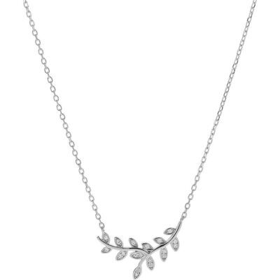 Again Jewelry, Halsschmuck, Silver necklace with zircons Branch AJNA0017, (Silber) Again Jewelry, Halsschmuck, Silver necklace with zircons Branch AJNA0017, (Silber)