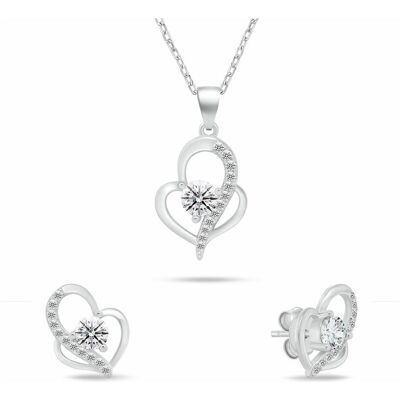 Brilio, Schmuck Set, Silver - Original silver jewelry set Hearts with clear zircons SET294W (necklace. earrings), Silber, (Silber) Brilio, Schmuck Set, Silver - Original silver jewelry set Hearts with clear zircons SET294W (necklace. earrings), Silber, (Silber)